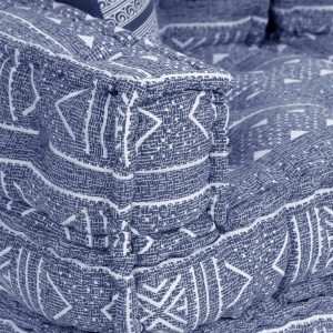 Canapea puf modulară cu 2 locuri, indigo, material textil - Img 2