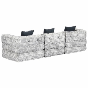 Canapea puf modulară cu 3 locuri, gri deschis, material textil - Img 5