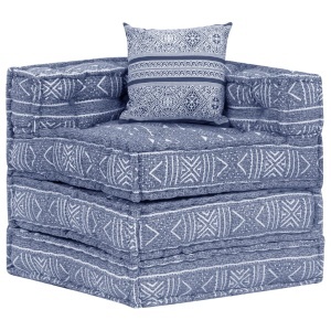 Canapea puf modulară cu 3 locuri, indigo, material textil - Img 7