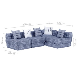 Canapea puf modulară cu 4 locuri, indigo, material textil - Img 11