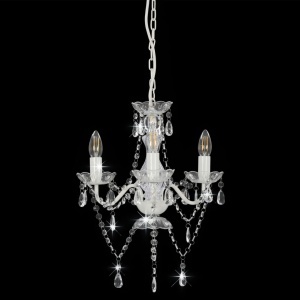Candelabru cu mărgele, alb, rotund, 3 becuri E14 - Img 2