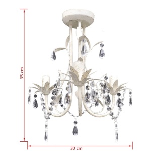 Candelabru elegant cu cristale, Alb - Img 6