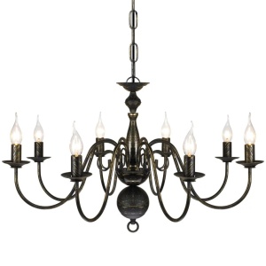 Candelabru negru de metal in stil antic 8 x becuri E14 - Img 3