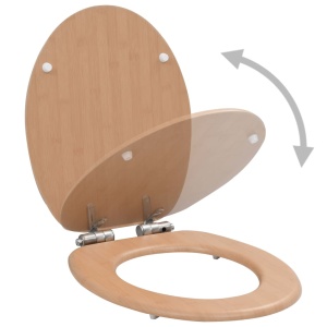 Capac WC cu inchidere silențioasă, MDF, design bambus - Img 2