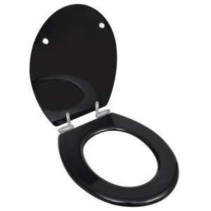 Capac WC cu inchidere silențioasă negru MDF design simplu