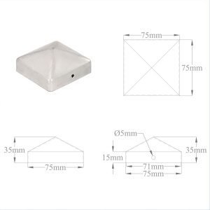 Capace stâlpi de gard piramidă 6 buc. metal galvanizat 71x71 mm - Img 9