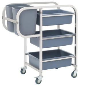 Cărucior de bucătărie cu recipiente din plastic, 87x43,5x92 cm