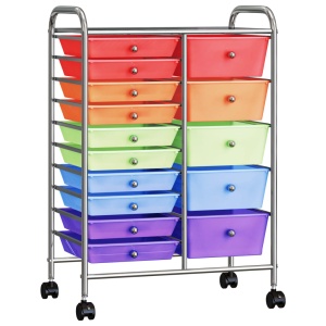 Cărucior depozitare mobil cu 15 sertare XXL multicolor plastic - Img 4