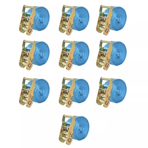 Chingi fixare cu clichet, 10 buc, 2 tone, 6 m x 38 mm, albastru