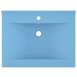Chiuvetă baie lux, orificiu robinet, 60x46 cm bleu mat ceramică - Img 3