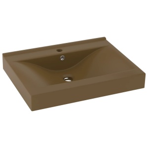 Chiuvetă baie lux, orificiu robinet crem mat 60x46 cm ceramică - Img 2