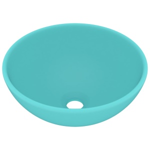 Chiuvetă baie lux verde deschis mat 32,5x14 cm ceramică rotund - Img 2