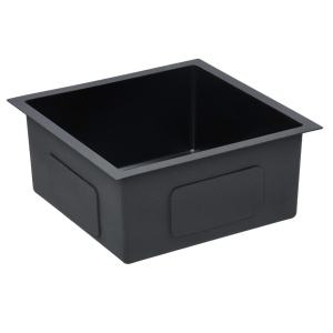 Chiuvetă bucătărie lucrată manual cu sită negru oțel inoxidabil - Img 4