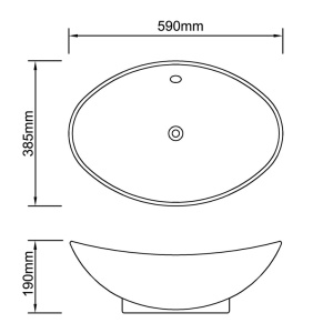 Chiuvetă Ceramică Ovală Neagră cu Gură de scurgere 59 x 38,5 cm - Img 6