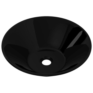 Chiuvetă ceramică pentru baie, rotundă, neagră - Img 2
