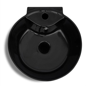 Chiuvetă ceramică verticală rotundă baie bazin/Gaură scurgere, negru - Img 4