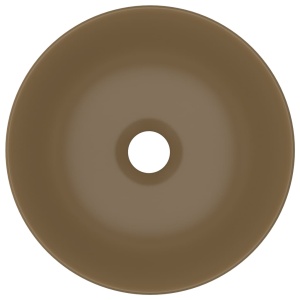 Chiuvetă de baie, crem mat, ceramică, rotund - Img 4