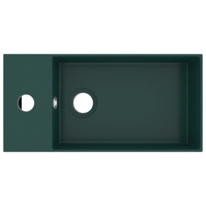 Chiuvetă de baie cu preaplin, verde inchis, ceramică - Img 3