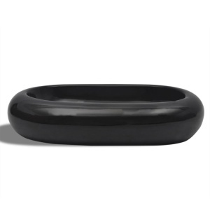 Chiuvetă de baie din ceramică, ovală, negru - Img 3