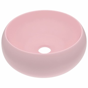 Chiuvetă de baie lux roz mat 40x15 cm ceramică rotund - Img 2