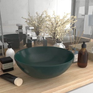 Chiuvetă de baie, verde inchis, ceramică, rotund