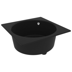 Chiuvetă de bucătărie cu orificiu de preaplin, negru, granit - Img 4