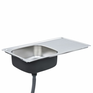 Chiuvetă de bucătărie cu sită și sifon, oțel inoxidabil - Img 4