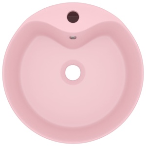 Chiuvetă de lux cu preaplin, roz mat, 36 x 13 cm, ceramică - Img 3