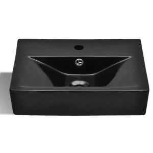 Chiuvetă dreptunghiulară de baie din ceramică, negru - Img 4