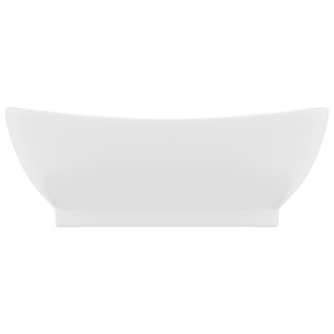 Chiuvetă lux cu preaplin, alb mat, 58,5x39 cm ceramică, oval - Img 3