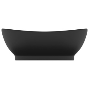 Chiuvetă lux cu preaplin, negru mat, 58,5x39 cm ceramică, oval - Img 3