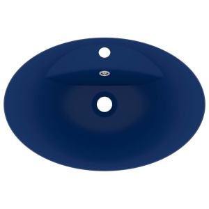 Chiuvetă lux preaplin albastru mat 58,5x39 cm ceramică oval - Img 4