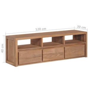 Comodă TV, 120 x 30 x 40 cm, lemn de tec cu finisaj natural - Img 9