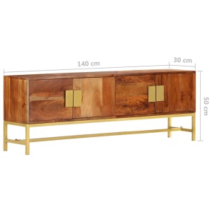 Comodă TV, 140 x 30 x 50 cm, lemn masiv de acacia - Img 12