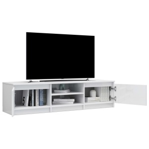 Comodă TV, alb extralucios, 140 x 40 x 35,5 cm, PAL - Img 8