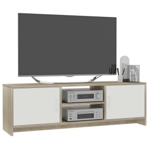 Comodă TV, alb și stejar Sonoma, 120x30x37,5, PAL - Img 4
