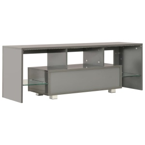 Comodă TV cu lumini LED, gri extralucios, 130x35x45 cm - Img 4
