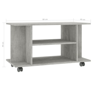 Comodă TV cu rotile, gri beton, 80 x 40 x 40 cm, PAL - Img 5