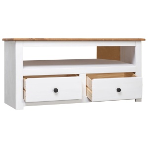 Comodă TV de colț alb 93x49x49 cm lemn masiv pin gama Panama - Img 3