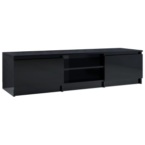 Comodă TV, negru extralucios, 140 x 40 x 35,5 cm, PAL - Img 2