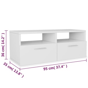 Comode TV 2 buc, PAL, 95 x 35 x 36 cm, alb ALB - Img 5