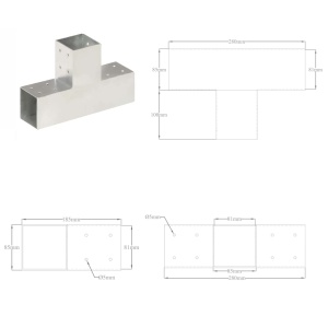 Conectori de grindă, formă T, 4 buc, 81x81 mm, metal galvanizat - Img 7
