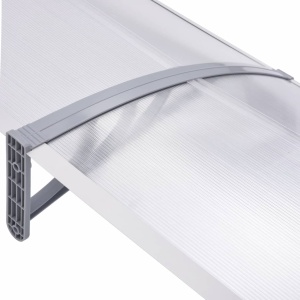 Copertină de ușă, gri și transparent, 300 x 80 cm, PC - Img 4