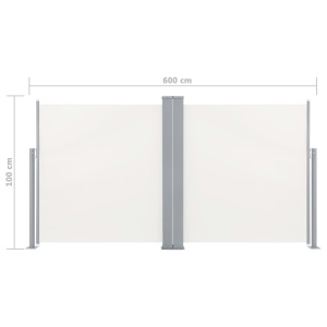 Copertină laterală retractabilă, crem, 100 x 600 cm - Img 11