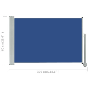 Copertină laterală retractabilă de terasă, albastru, 60 x 300 cm - Img 7
