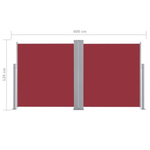 Copertină laterală retractabilă, roșu, 120 x 600 cm - Img 11