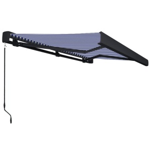 Copertină manuală tip casetă, albastru și alb, 450 x 300 cm - Img 3