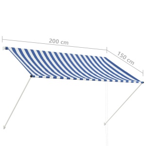 Copertină retractabilă, albastru și alb, 200 x 150 cm - Img 7