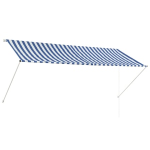 Copertină retractabilă, albastru și alb, 300 x 150 cm - Img 2