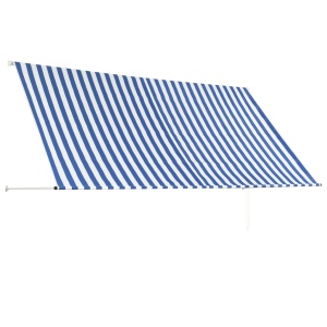 Copertină retractabilă, albastru și alb, 300 x 150 cm - Img 8